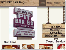 Tablet Screenshot of jimbospitbarbeque.com